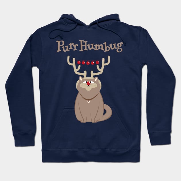 Purr Humbug. Not-So-Festive Cat. Hoodie by propellerhead